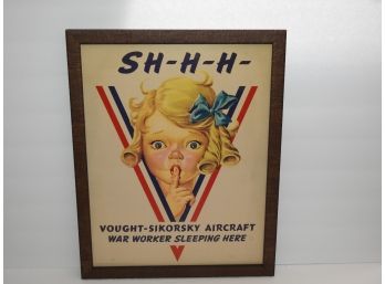 Vintage Ww2 Sikorsky Aircraft Advertising Sign In Frame