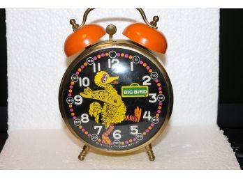 Vintage Bradley BIG BIRD Sesame Street Character Wind Up Alarm Clock - Runs When You Shake It, Alarm Works