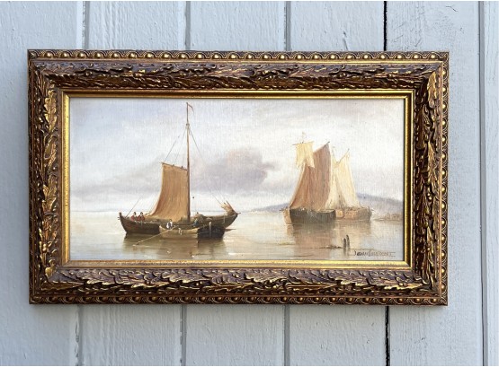 Vintage- Signed Jean Michael Laurent Painting- In An Ornate Gold Gilded Frame- Lot 2