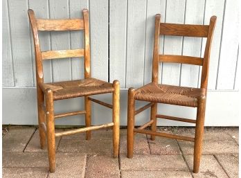 Pair Early American Shaker Farmhouse Style Chairs