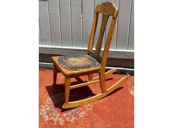 Michigan Chair Company Slipper Rocking Chair With Tooled Leather Seat