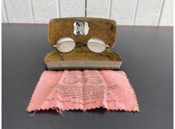 Pair Of Vintage Windsor Eyeglasses With Case And Cleaning Cloth From Selwyn Eye Services Brooklyn NY
