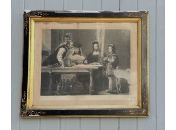 Antique A.H. Ritchie Engraving After Sir David Wilke Painting- Framed Christopher Columbus In Convent