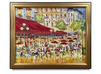 A Vintage Giclee On Canvas Signed And Numbered, Parisian Cafe Scene, Signed Duaiv