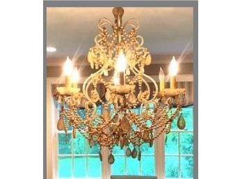 A Large Crystal Florentine Chandelier From ABC Carpet & Home, MSRP $3000