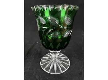 Green And Clear Stemmed Crystal Glass
