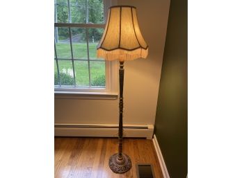 Intricate Designed Floor Lamp With Frilly Lamp Shade