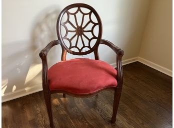 Vintage Federal Style Web Back Open Arm Chair