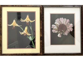 'Zinnia' And 'Lilies' Floral Photogaphs Signed By 'Pat Johnson'