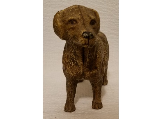 Old Cast Iron Dog Bank With Flat Screw