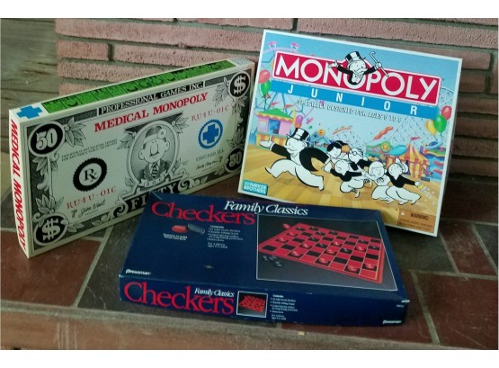 No Missing Pieces - Games - Family Classic Checkers, Monopoly Junior, And Medical Monopoly