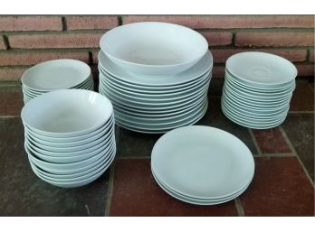 Large Vintage Porcelain Dish Set - Pure White With Glossy Finish