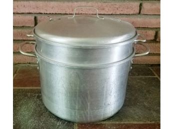 Vintage Large Aluminum Pasta Pot And Vegetable Steamer Quality Made In USA