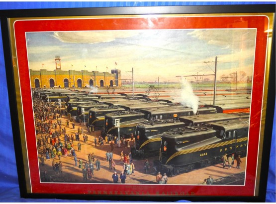 Pennsylvania Railroad Station 'mass Transportation' By E. Teller   23 X 30 Frame