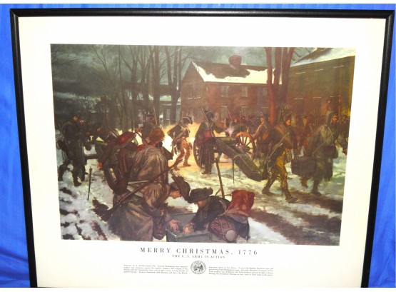 US Army In Action 'Merry Christmas 1776' Issued By The U.S. War Office 21 X 25 Frame