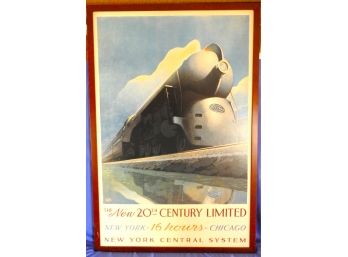 New York Central System Railroad ' New York 16 Hours Chicago 'by L. Ragan 25 X 37 Frame