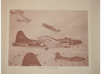 WW2 'flying Forts Blast Fortress Europe' Issued By Phillips 66  18 X 21