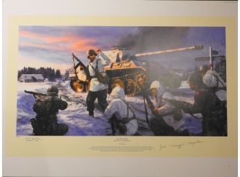 WW2  25 Of 245   ' Act Of Valor Battle Of The Bulge' Signed By Simon Smith & Soldier 22 X 32