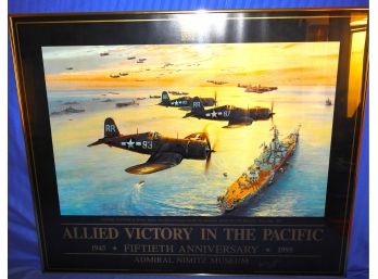 WW2 ' Allied Victory In The Pacific' Signed By Pilot 25 X 30 Frame