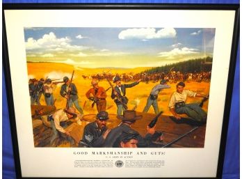Civil War ' Good Marksmanship And Guts' Issued By US War Office 21 X 25 Frame
