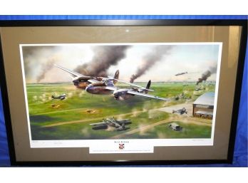 WW2 ' Scat Attack' Signed By Jim Laurier & The Pilot 85/750  20 X 32 Frame