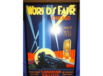 Worlds Fair Chicago 1933 'canadian Pacific' 25 X 37 Frame