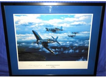 WW2 ' Black Sheep Over Rabaul' Signed By Stan Stokes & Pilot 126/500 22 X 27 Frame