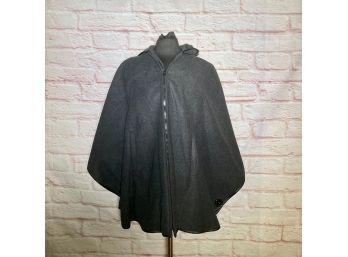 Dale Dressin Wool Poncho With Leather Trim - Size S