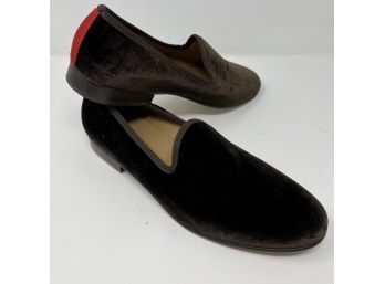 A Pair Of Brown Velvet Del Toro Loafers With Leather Soles - Sz 12