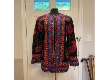 Women's Vintage Carlisle Colorful Paisley Print  Quilted Jacket - Size 10