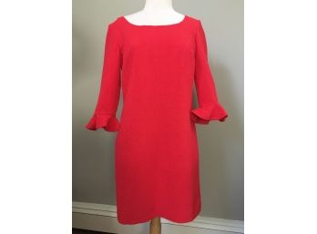 An Ann Taylor Simple Classy Red Dress With Sleeve Flounce Detail - Sz 6