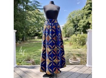 An Amazing Couture Vintage 70s Adolfo Quilted Velvet And Cotton Colorful Maxi Skirt - Wow