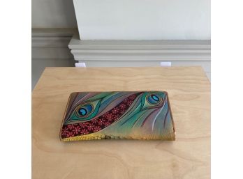 Leather Peacock Print Wallet