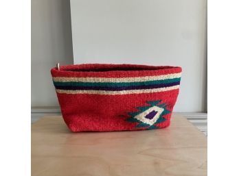 Red Manos Cosmetic Pouch - Wool Aztec Design - New
