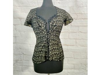 Black Lace Short Sleeve Top - Approx Size 8