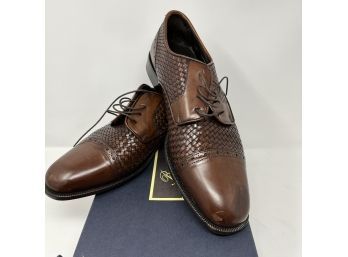 A Pair Of Leather Bragano Bucello Cap Toe Woven Leather Shoes - Sz 12