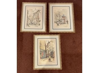 3 Framed Jan Korthals Prints Of Streets Of Paris