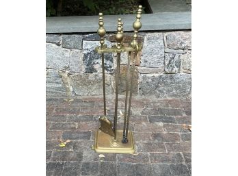 Set Of Antique Brass Fireplace Tools