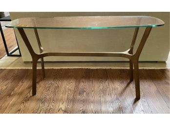 Crate And Barrel Glass And Brass Sofa Table