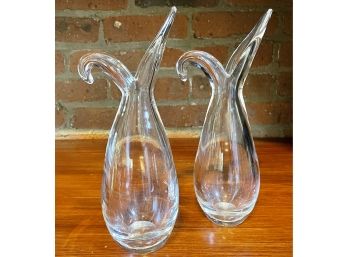 Pair Of Steuben Elongated Lip Bud Vases