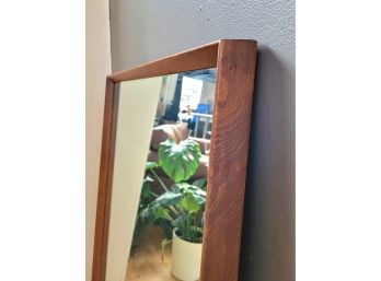C 1960 Thick Solid Walnut Mirror With Beveled Edge