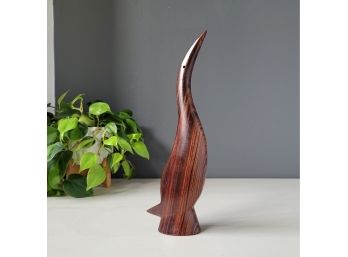 Solid Rosewood Carved Abstract Heron
