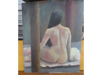 Oil On Board Painting Of A Nude Woman