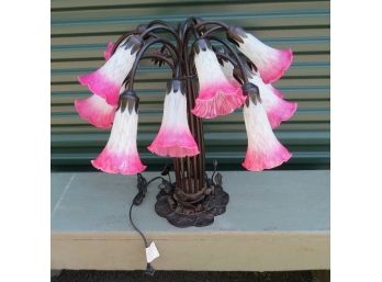 16 Light Art Nouveau Style Willow Tree Table Lamp W/Tiffany Style Shades