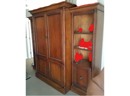 3-piece TV Armoire: 1 Center Piece And 2 Separate Bookends. Sold As SET But Can Be Installed As Separate Units.  (Lot 003)