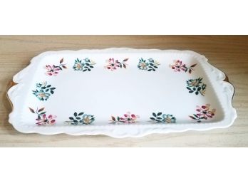 Long Floral Bone China Tray With Gilded Handles From England (Lot 131)