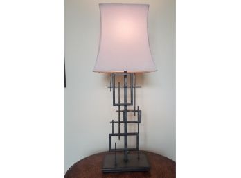 Modern Abstract Metal 3-way Lamp With Shade By Minka-Lavery (Lot 006b)