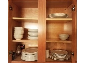 Kitchen Cabinet LOT #2: White Dinnerware LOT. Plates. Bowls. Etc (Lot 118)