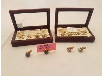 Set Of 1 Dozen Tiny Metal Fruit Placeholders In Glass Lidded Boxes (Lot 145)