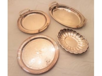 Lot Of 4 Silver Serving Trays (Lot 144)